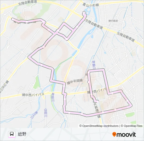 速星中学通学ルート（2便） バスの路線図
