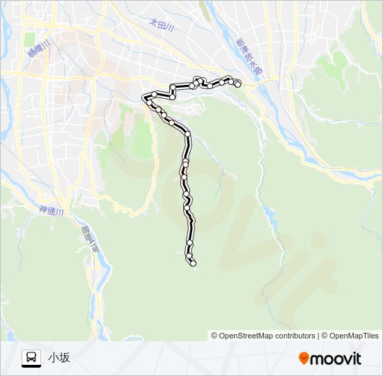 市営大山コミュニティバス　小坂線（小坂行き） バスの路線図