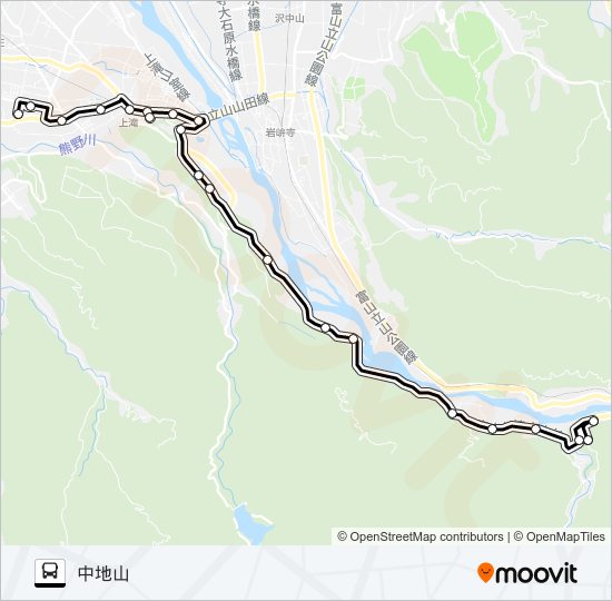 市営大山コミュニティバス　才覚地線（中地山行き） バスの路線図