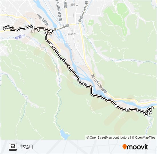 市営大山コミュニティバス　才覚地線（中地山行き） の路線図