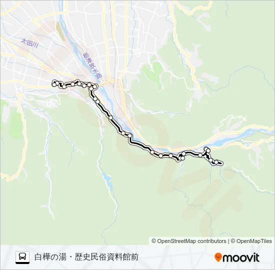 市営大山コミュニティバス　才覚地線（中地山行き） バスの路線図