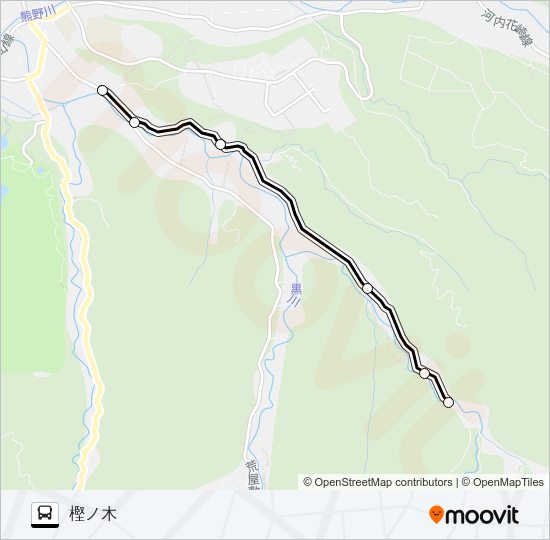 市営大山コミュニティバス　楜ヶ原線（樫ノ木行き）  Line Map