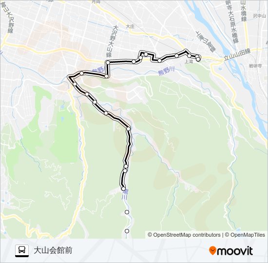 市営大山コミュニティバス　小坂線（大山会館前行き） bus Line Map