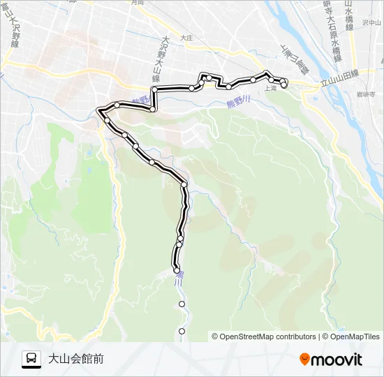 市営大山コミュニティバス　小坂線（大山会館前行き） バスの路線図
