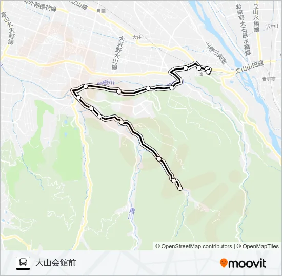 市営大山コミュニティバス　楜ヶ原線（大山会館前行き） バスの路線図