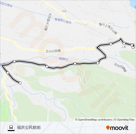 市営大山コミュニティバス　楜ヶ原線（福沢公民館前行き）  Line Map