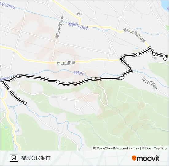 市営大山コミュニティバス　楜ヶ原線（福沢公民館前行き） バスの路線図