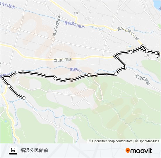 市営大山コミュニティバス　楜ヶ原線（福沢公民館前行き） バスの路線図