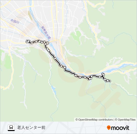 市営大山コミュニティバス　才覚地線（老人センター前行き） の路線図