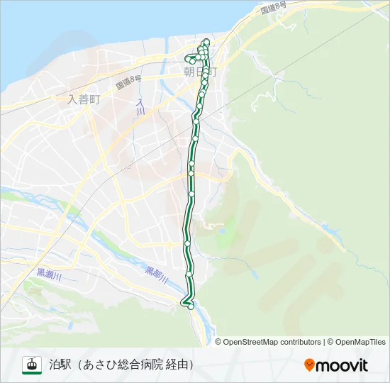 ［愛本線］（愛本方面～泊駅） ゴンドラの路線図