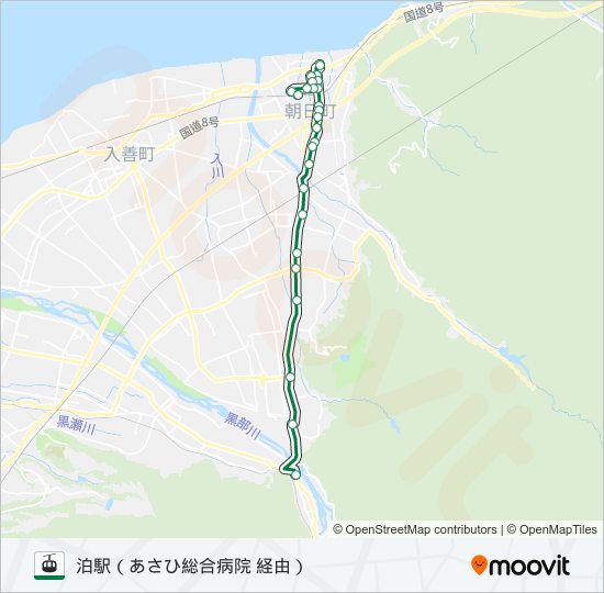 ［愛本線］（愛本方面～泊駅） gondola Line Map
