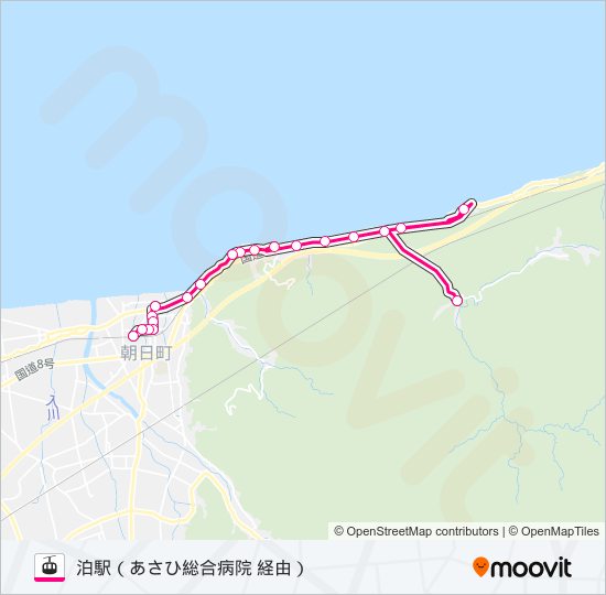 ［市振線］早朝便（市振～泊駅） gondola Line Map