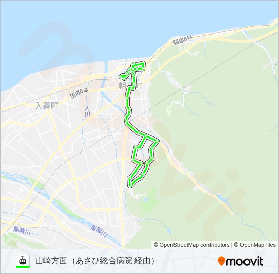 ［山崎線］（泊駅～山崎方面～泊駅） gondola Line Map