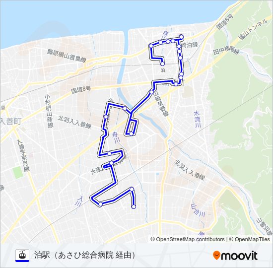 ［大家庄線］朝便（大家庄方面～泊駅） gondola Line Map