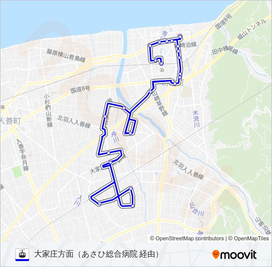 ［大家庄線］（泊駅～大家庄方面～泊駅） ゴンドラの路線図