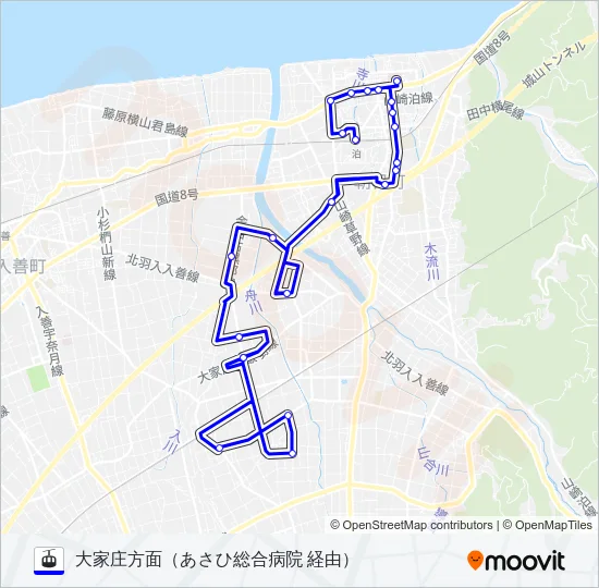 ［大家庄線］（泊駅～大家庄方面～泊駅） ゴンドラの路線図