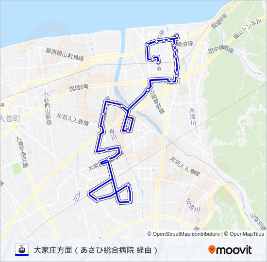 ［大家庄線］（泊駅～大家庄方面～泊駅） gondola Line Map