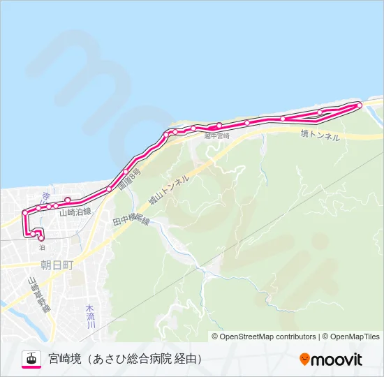［宮崎境線］（泊駅～宮崎境方面～泊駅） Gondola Line Map