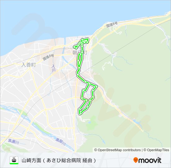 ［山崎線］朝便（泊駅～山崎方面～泊駅） gondola Line Map