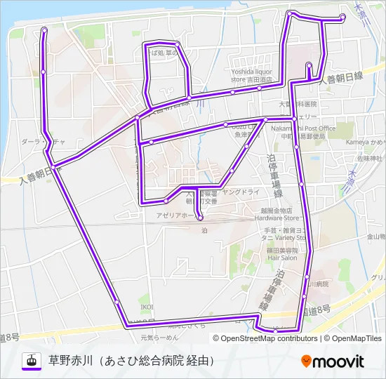 ［草野赤川線］（泊駅～草野赤川方面～泊駅） ゴンドラの路線図