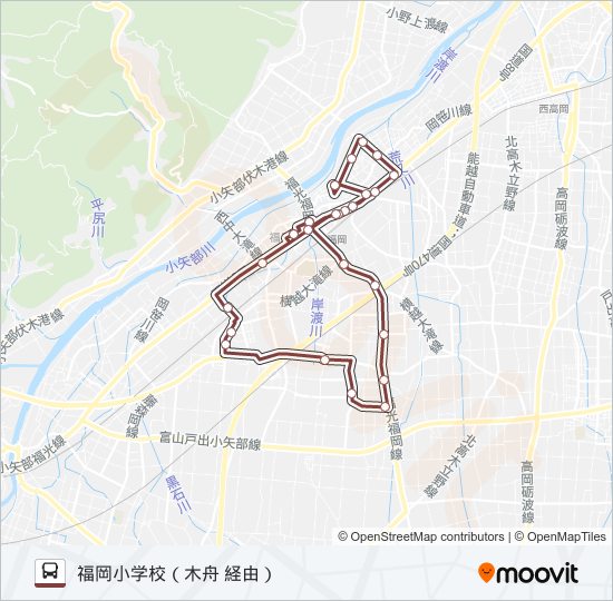 南廻循環線（大野口・木舟経由） バスの路線図