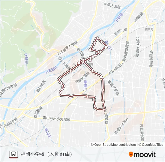 南廻循環線（木舟・大野口経由） Bus Line Map