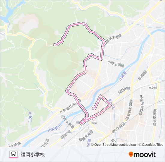 花尾線　福岡小学校行（加茂経由） bus Line Map