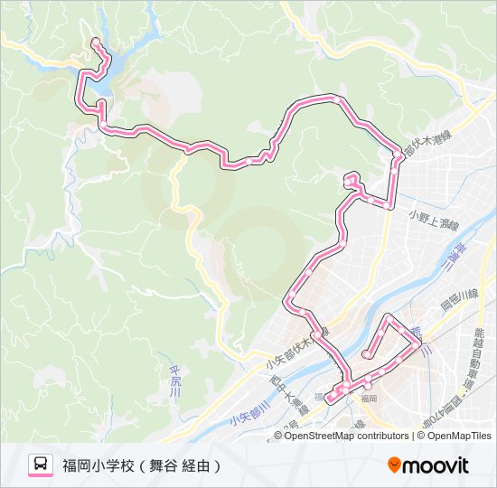 花尾線　福岡小学校行（花尾経由） バスの路線図