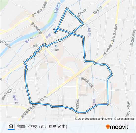 東廻循環線（大野口・西川原島経由） バスの路線図