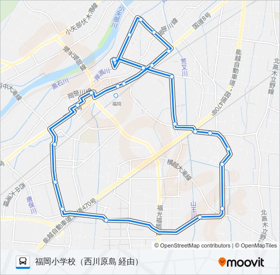 東廻循環線（大野口・西川原島経由） Bus Line Map