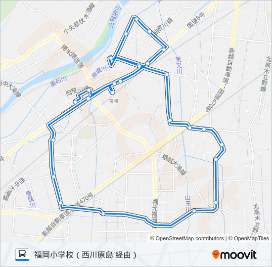 東廻循環線（西川原島・大野口経由） bus Line Map