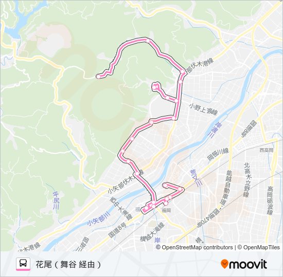 花尾線　花尾行（加茂・馬場口経由） bus Line Map