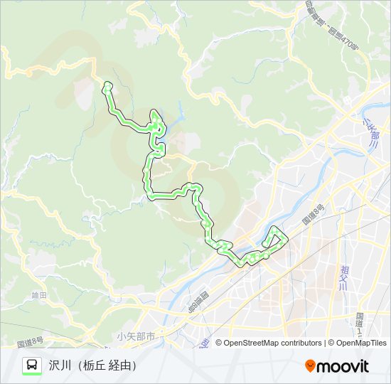五位山線　沢川行（大野口・栃丘経由） Bus Line Map