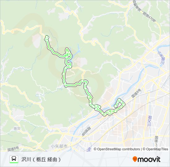 五位山線　沢川行（大野口・栃丘経由） bus Line Map