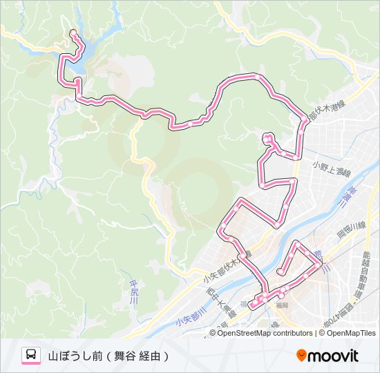 花尾線　山ぼうし前行（三日市・花尾経由） bus Line Map