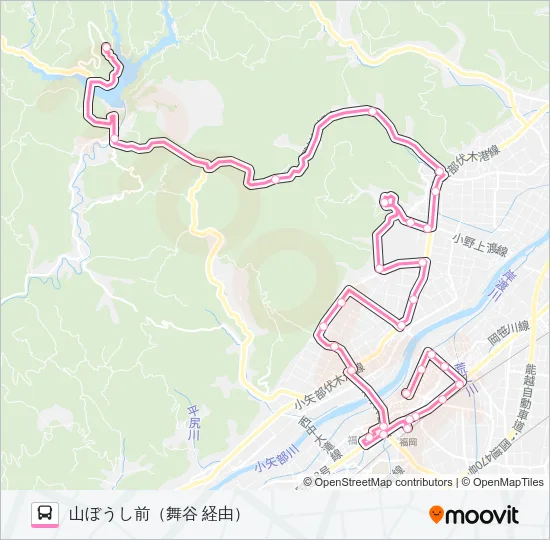 花尾線　山ぼうし前行（三日市・花尾経由） バスの路線図
