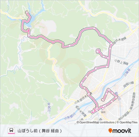 花尾線　山ぼうし前行（馬場口・花尾経由） バスの路線図