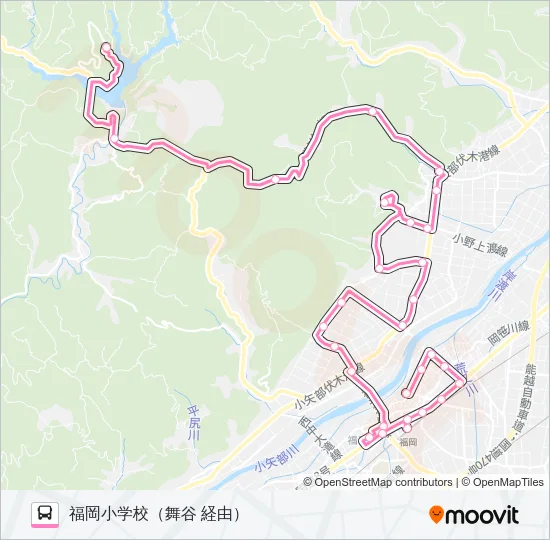 花尾線　福岡小学校行（花尾・三日市経由） バスの路線図