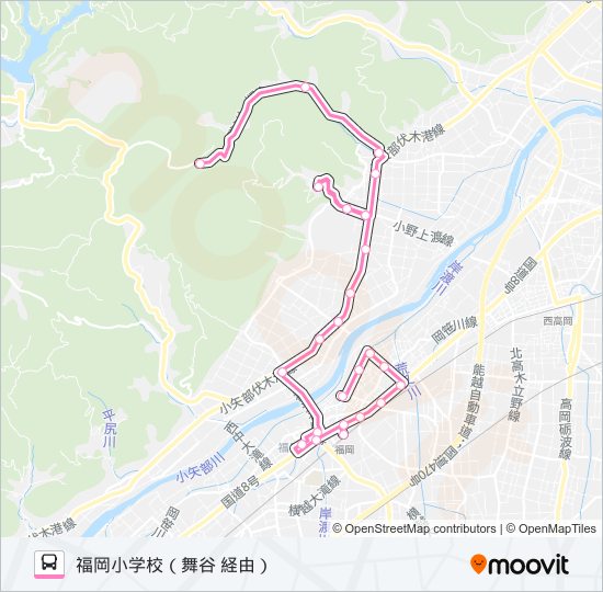 花尾線　福岡小学校行（こぶし荘前・三日市経由） bus Line Map