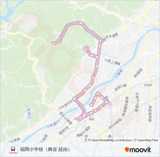 花尾線　福岡小学校行（こぶし荘前・三日市経由） バスの路線図