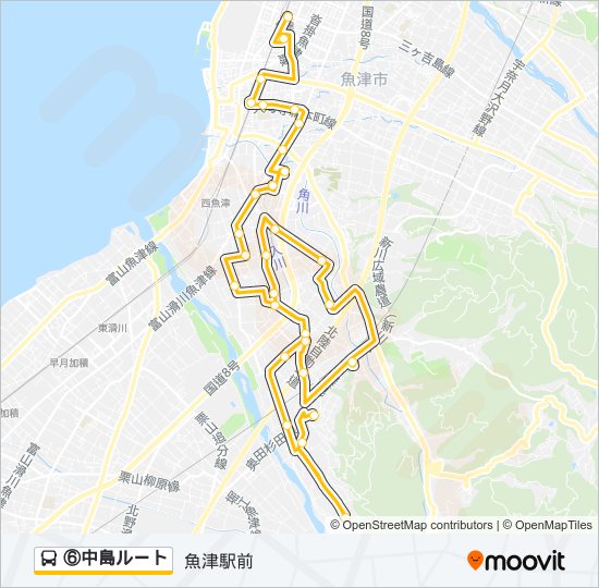 ⑥中島ルート バスの路線図