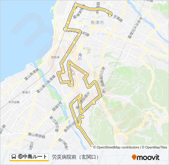 ⑥中島ルート バスの路線図