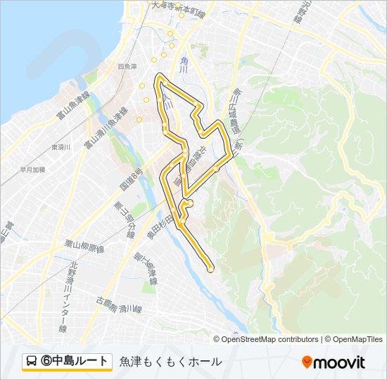 ⑥中島ルート Bus Line Map