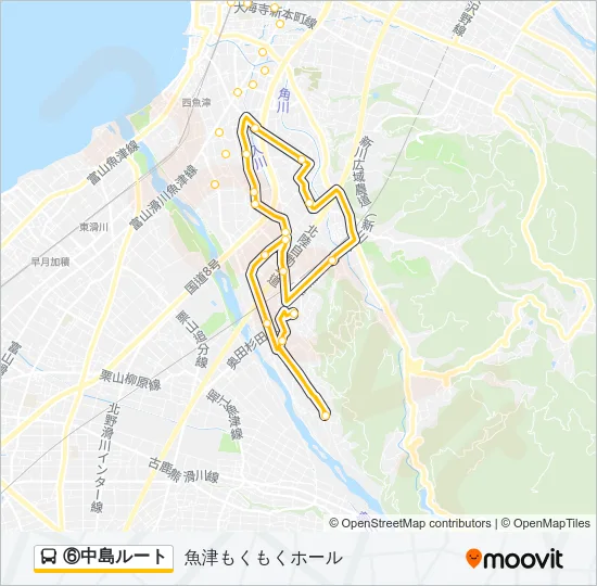 ⑥中島ルート Bus Line Map