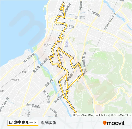 ⑥中島ルート Bus Line Map