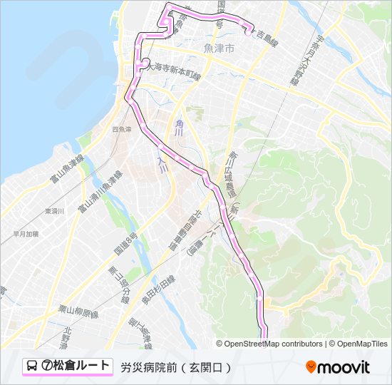 ⑦松倉ルート バスの路線図