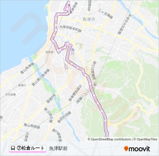 ⑦松倉ルート Bus Line Map