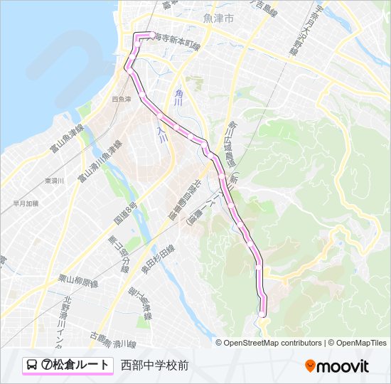 ⑦松倉ルート Bus Line Map