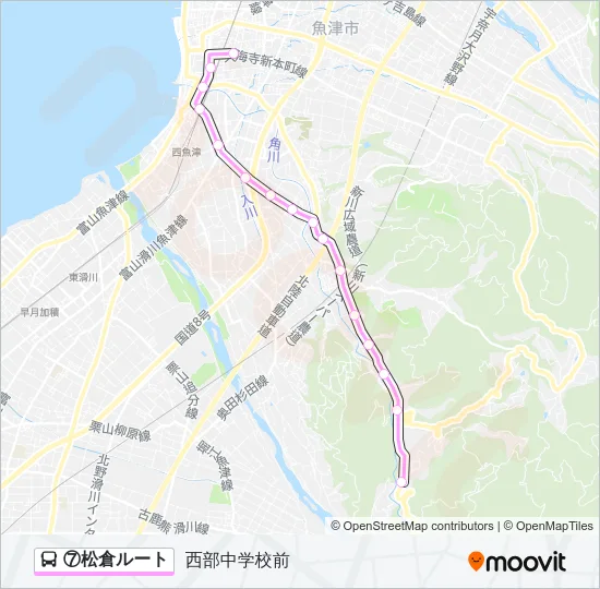 ⑦松倉ルート Bus Line Map