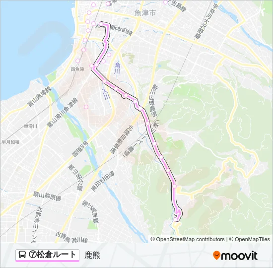 ⑦松倉ルート Bus Line Map